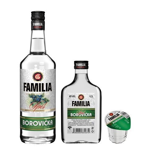 FAMILIA Borovička 40% 1 l; 0,7 l; 0,5 l; 0,2 l; 0,04 l